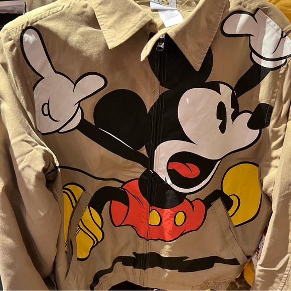 Mickey Mouse Graphic Zip Up Khaki Bomber Moto Jacket - Picture 3 of 8